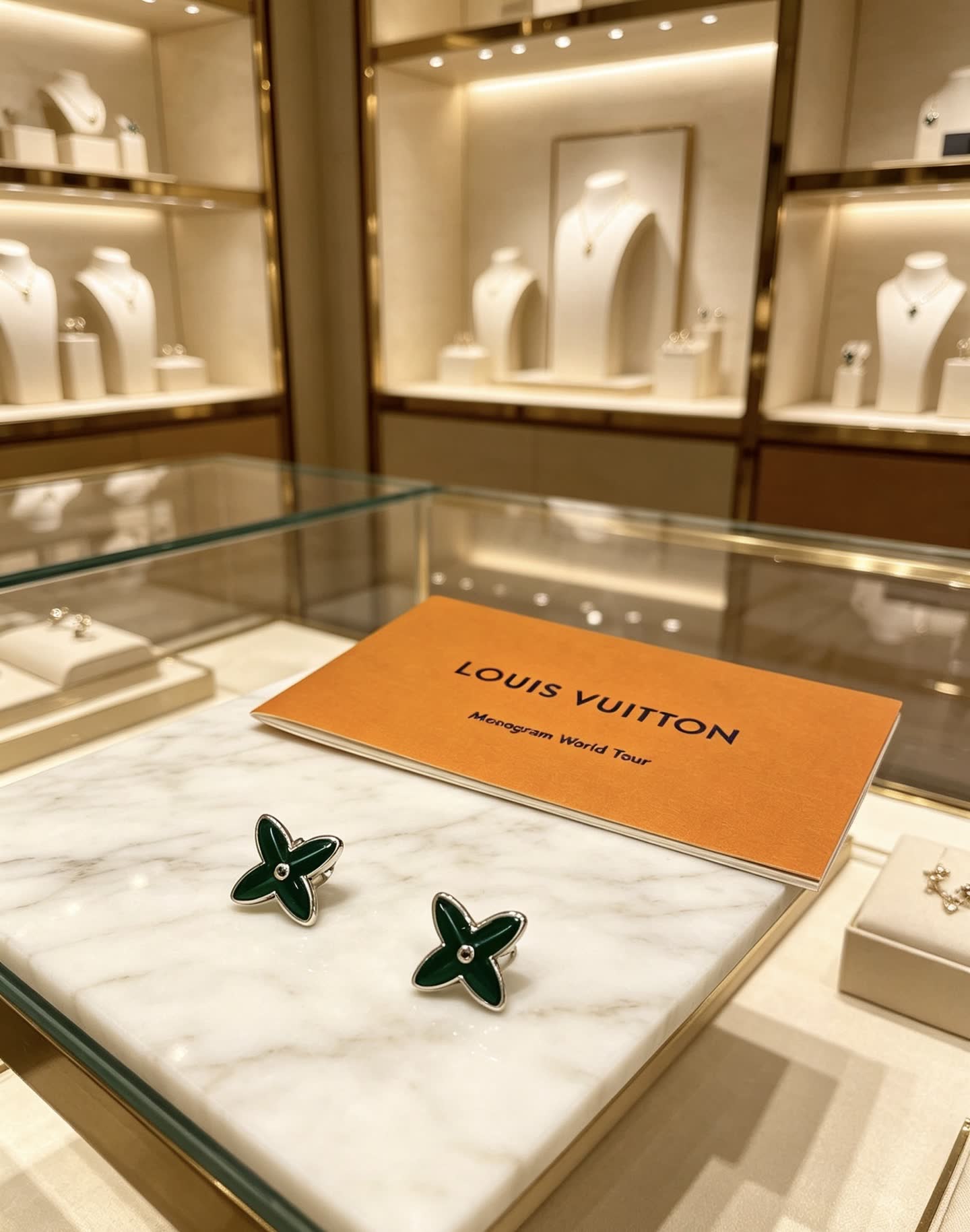 Louis Vuitton Green Enamel Earrings